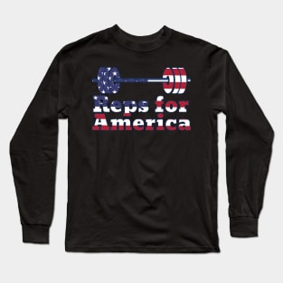 Patriotic Barbell Reps For America USA Gym T-shirt Long Sleeve T-Shirt